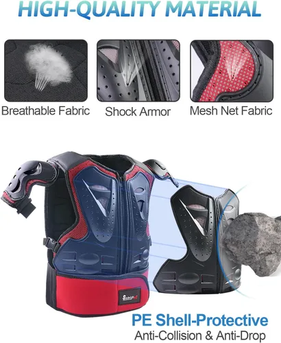 Miniatura 4 de StarknightMT Conjunto de Armadura para Motocicleta Infantil, Equipo para Moto de Tierra, Chaleco Protector para Pecho, Columna Vertebral, Espalda
