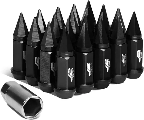 Auto Dynasty J2 Engineering 7075-T6 Compatible con aluminio M12 x 1.5 2.953 in, 20 tuercas puntiagudas + adaptador (negro)