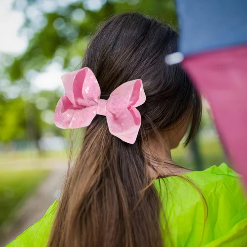 Miniatura 7 de Lazos para el cabello de lentejuelas, 4 lazos con purpurina brillante con pinza para el pelo de cocodrilo para niñas pequeñas, niños y adolescentes