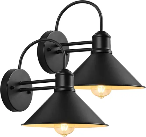 Lámpara vintage de cuello de cisne para exteriores, color negro, antioxidante, impermeable, de 13 pulgadas, aplique de pared de hierro estilo