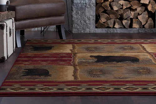 Miniatura 5 de Sierra Bear - Alfombras pequeñas de 4 x 6 pies para dormitorio, sala de estar y comedor, estilo casa de campo, estilo rústico, para interiores