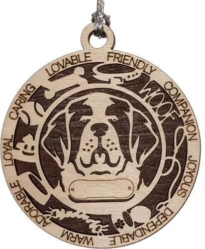 Miniatura 90 de Adorno de Navidad personalizado de madera para perro de 3 pulgadas, nombre y texto personalizables, hecho a mano en Estados Unidos, diseño de corte