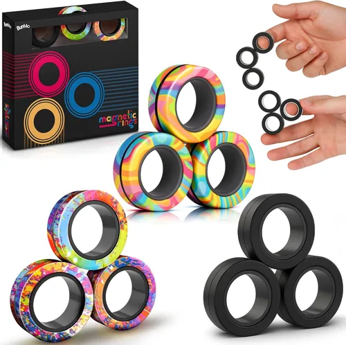 Miniatura 10 de BunMo Anillos magnéticos negros – Imanes mejorados de grado N45, sin BPA, compacto y silencioso juguete para ansiedad para adultos y adolescentes
