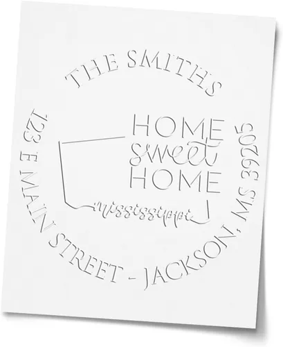 Miniatura 148 de Sello en relieve de dirección personalizado para nuevos propietarios de viviendas, sello redondo de 1-5/8 para dirección de casa, estampado