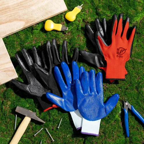 Miniatura 7 de Guantes de jardinería para hombres y mujeres, guantes de trabajo con revestimiento de goma transpirable para jardinería, 9.1 pulgadas