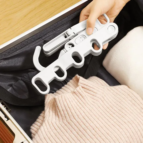 Miniatura 6 de 4 perchas plegables de viaje, colgador de ropa plegable portátil con 5 agujeros, colgador de ropa montado en la pared, estante de secado plegable