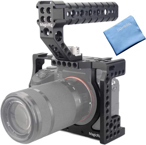 A7iii / A7riii - Jaula de cámara completa y mango superior de localización ARRI, con 5 soportes de zapata fría, agujeros ARRI de 1/4 pulgadas y 3/8