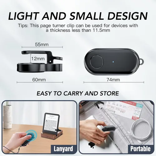 Miniatura 4 de Volteador de página con control remoto para Kindle Paperwhite, Oasis, Kobo eReaders, accesorios de volteador de página para Kindle, compatible