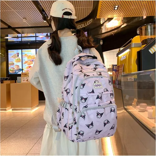 Miniatura 6 de Roffatide Anime Kuromi - Mochila casual de gran capacidad con estampado de anime para portátil, mochila para viajes, senderismo, mochila