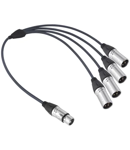 Miniatura 8 de Cable de audio divisor en Y de 3 pines, 3 pines, 1 hembra a 4 machos, cable de conexión paralela XLR de 4 vías, entrada única a cuatro salidas