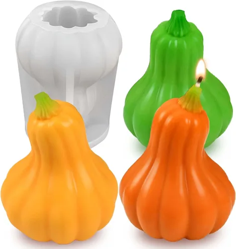 Miniatura 11 de 2 moldes de velas de calabaza para hacer velas, juego de moldes de silicona grandes y pequeños de Halloween para velas, cera de jabón, yeso, resina