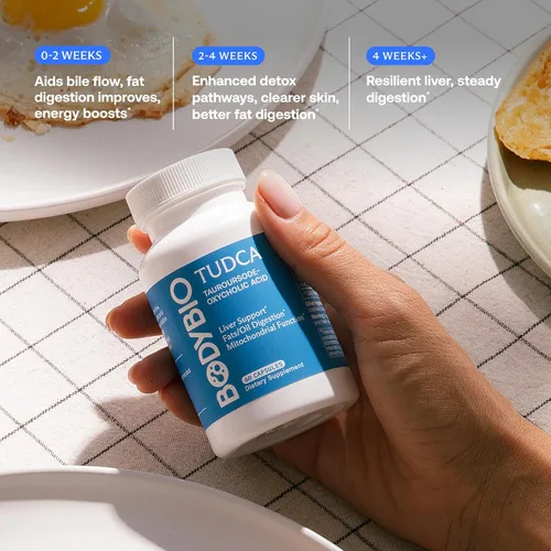 Miniatura 6 de BodyBio TUDCA - Suplemento de ácido tauroursodesoxicólico puro - Apoya el flujo biliar, el metabolismo de las grasas y la desintoxicación hepática