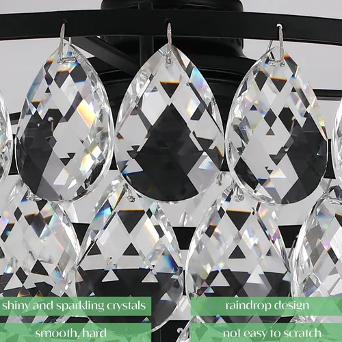 Miniatura 5 de Luupyia Mini Candelabro de Cristal Lámpara de Techo Pequeña, Moderna Lámpara de Techo de Cristal para Pasillo Accesorios Superiores Montaje Semi