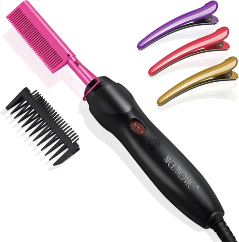 Miniatura 10 de NICEMOVIC Peine Alisador de Cabello con Calentamiento Cerámico - Cepillo de Prensado Caliente para Cabello Natural Negro, Barbas Postizas y Rizado 1