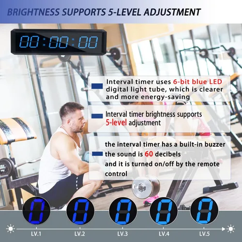 Miniatura 5 de Temporizador de fitness con botón cronómetro, adecuado para la escuela/exámenes/ejercicio en casa/gimnasio/gimnasio SMAHEAT temporizador electrónico