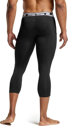 Miniatura 3 de TSLA Pantalones de compresión 34 para hombre, mallas de entrenamiento para correr, leggings atléticos capri de secado fresco, capa base de yoga