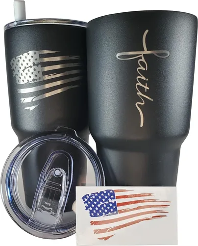 Miniatura 18 de Gadsden Flag Don't Tread on Me - Vaso patriótico de 30 onzas, taza de viaje con la bandera estadounidense, taza de café patriótica, doble