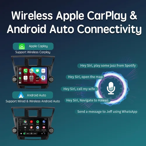 Miniatura 4 de Estéreo de coche Apple CarPlay con DSP, ViaBecs Radio táctil de 10.2 pulgadas de 6GB 128GB para Toyota Highlander 2008-2013, Unidad principal que