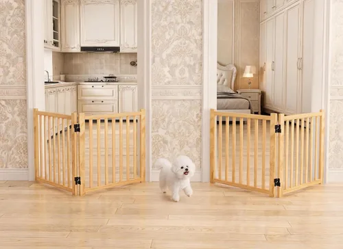 YOCAN Puertas independientes de madera no pintadas para perros, para la casa, puertas, escaleras, vallas de madera para perros para interiores,