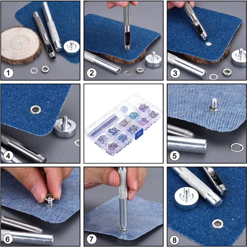 Miniatura 7 de 400 Juegos de Ojales de Metal Multicolor de 3/16 Pulgadas Kit con Herramientas de Instalación e Instrucciones en Caja Transparente