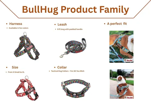 Miniatura 8 de BULLHUG Arnés ajustable para perro, sin tirones, sin estrangulamiento, para bulldogs ingleses, bulldogs franceses, pugs y razas de pecho ancho