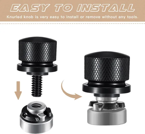 Miniatura 3 de Therwen Kit de 8 tuercas de tornillo de asiento, kit de tuercas de asiento de guardabarros, rosca de 1/4-20, compatible con Harley-Davidson