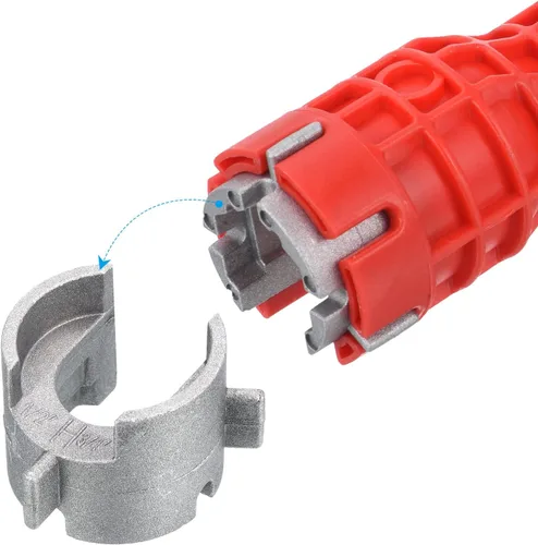 Miniatura 5 de PATIKIL Instalador de grifo y fregadero, llave multiusos 5 en 1, herramienta de fontanería para inodoro y lavabo, color rojo