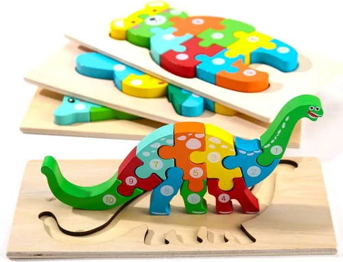Montessori Mama Rompecabezas de madera para niños de 2 a 4 años, juguetes Montessori para niños de 3 años, juguetes de animales para niños pequeños,