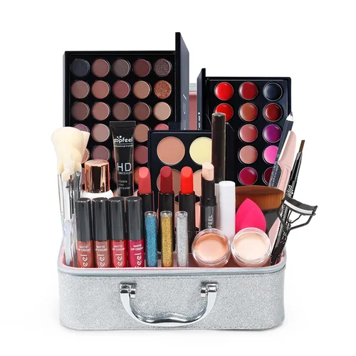 Miniatura 3 de Pure Vie Juego de maquillaje sorpresa todo en uno para regalo navideño, paquete esencial de iniciación que incluye paleta de sombras de ojos, lápiz
