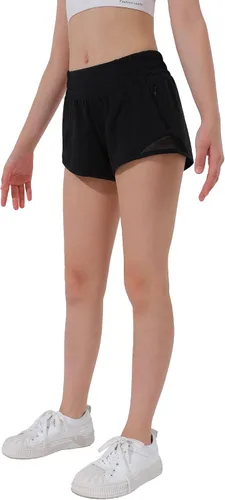 Miniatura 5 de Aurefin Pantalones cortos deportivos para niñas, pantalones cortos ligeros para correr para adolescentes, niñas, pantalones cortos deportivos