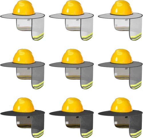 Bonuci 9 sombreros de malla de ala completa con tira reflectante de alta visibilidad, accesorios para hombres, 18.5 x 16.14 x 7.87 pulgadas
