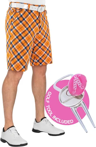 Royal & Awesome Pantalones cortos de golf para hombre, pantalones cortos de golf locos para hombres, pantalones cortos a cuadros para hombre,