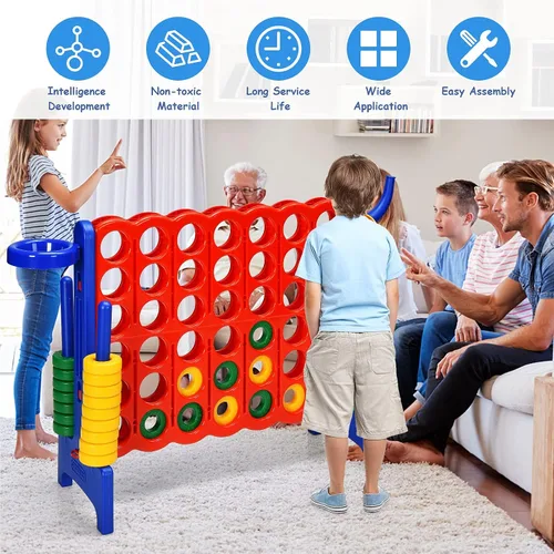 Miniatura 6 de AKUSTIK Juego Giant Connect al aire libre, 4 en una fila Jumbo 4 para marcar para niños y adultos, fiesta familiar, patio, césped, juego de conexión
