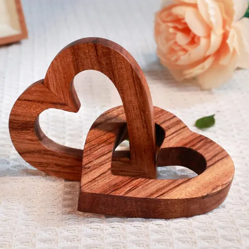 Miniatura 9 de Lightzz Regalos románticos de corazón para el día de San Valentín para ella, forma de corazones de madera hechos a mano para pareja, esposa, marido