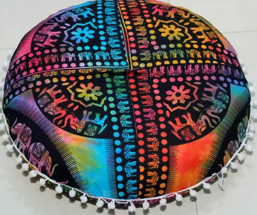 Miniatura 8 de CRAFT KALA Funda de Cojín de Suelo Redonda de 22" Mandala Boho para Sala de Meditación Asientos Pufs Funda para Sala de Estar Sala de Yoga Hogar