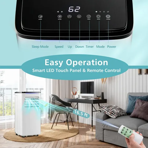 Miniatura 4 de PETSITE Aire acondicionado portátil de 10000 BTU, unidad de refrigeración de CA 3 en 1 con control remoto, deshumidificador, kit de ventana