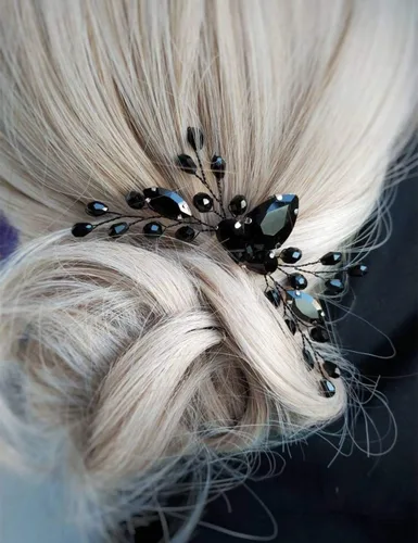 Aimimier Peine de pelo de cristal negro para novia, peine de espalda marquesa para boda, fiesta de graduación, festival, accesorios para el cabello