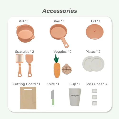 Miniatura 4 de Teamson Kids Little Chef St. Louis - Juego de cocina de madera retro para niños pequeños, juego de cocina de simulación verde con máquina de hielo