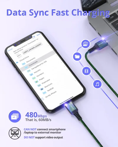 Miniatura 5 de JIUWFOX Paquete de 3 cables USB C a USB C de 10 pies de carga rápida de 60 W para iPad Pro/Air/mini, iPhone 17/17 Pro/17 Pro Max, Galaxy S25 S24 A56