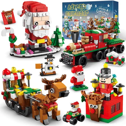 COOLTUNE Calendario de Adviento 2023 para niños, 24 días de bloques de construcción de Navidad, juego de cuenta regresiva, sorpresa diaria, regalos