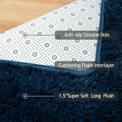 Miniatura 7 de Softlife Alfombra de Área para Dormitorio, Alfombras Peludas de Felpa Azul Marino Esponjosas para Sala de Estar para Niñas, Alfombra Suave y Difusa