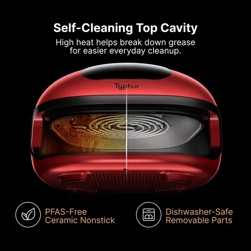 Miniatura 7 de Typhur Dome 2 AI Smart Air Fryer, Large Flat Airfryer with Top & Bottom Heating, Self-cleaning Digital Fryer, PFAS free Ceramic Basket, Fits a 12