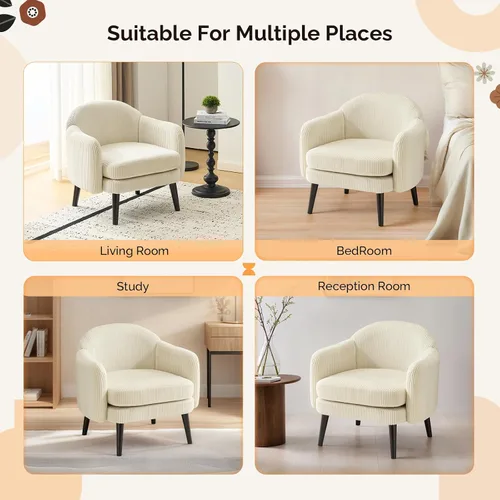 Miniatura 7 de VINGLI Sillón de Acento Moderno Tipo Barril de 30.3" de Ancho con Reposabrazos Track, Patas de Madera Sólida, Cómoda Silla Club Tapizada, Sofá