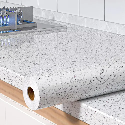 Miniatura 5 de Papel de granito brillante para encimeras, diseño de mármol, papel tapiz para pelar y pegar, de 15.7 × 118 pulgadas, papel adhesivo para la cocina