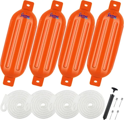 Miniatura 62 de Juego de 4 guardabarros para barco de 4.5/5.5/6.5/8.5/10/16 pulgadas, parachoques de vinilo con ojos gemelos acanalados, parachoques para barco