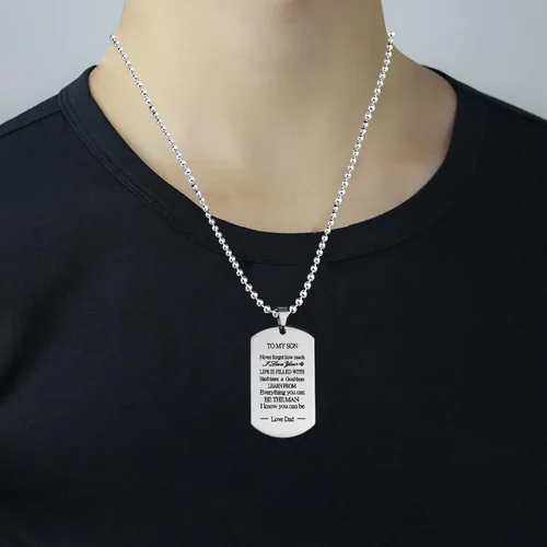 Miniatura 6 de To My Son Dog Tag Military Stainless Steel Pendant Necklace gifts for Men Teen boys,Birthday Graduation Christmas Gifts to Son from Dad Mom
