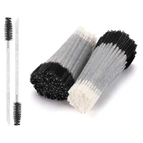 Miniatura 8 de 100 varitas de rímel desechables de doble extremo, cepillo de labios, aplicador de lápiz labial, carretes de cejas para extensiones de pestañas