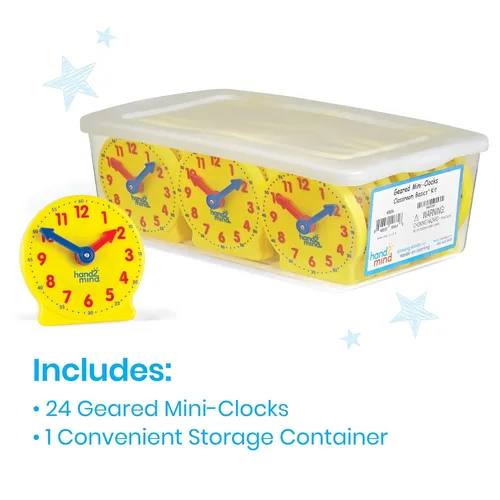 Miniatura 2 de hand2mind Juego de mini reloj con engranaje para el aula, decir la hora, relojes de enseñanza, aprender a decir la hora para niños, reloj analógico