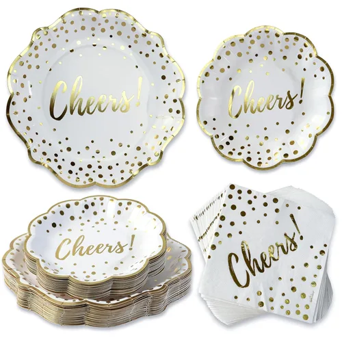 Miniatura 10 de Kate Aspen The Adventure Begins - Juego de platos y servilletas de papel para boda, 72 piezas, platos de boda, vajilla desechable para 24 invitados