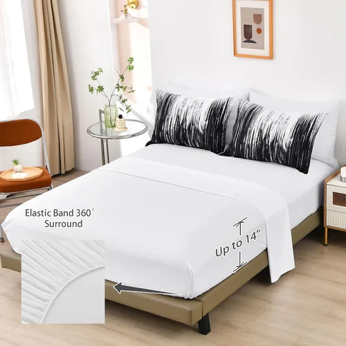 Miniatura 4 de Dinjoy Juego de edredón de color negro degradado, tamaño matrimonial, color negro y blanco, juego de ropa de cama bohemio para adolescentes, hombres